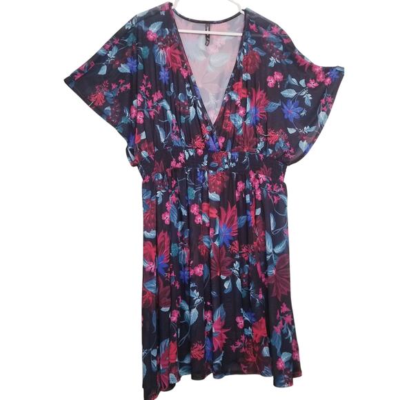 TORRID Women's Multicolor Floral Smock Waist Swim Coverup Dress Size Plus 3/3X. - Picture 3 of 10